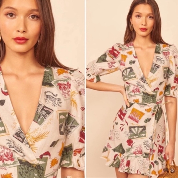 Reformation Dresses & Skirts - EUC Reformation Carmelo Mini Wrap Dress Vacaciones‎ Size XS